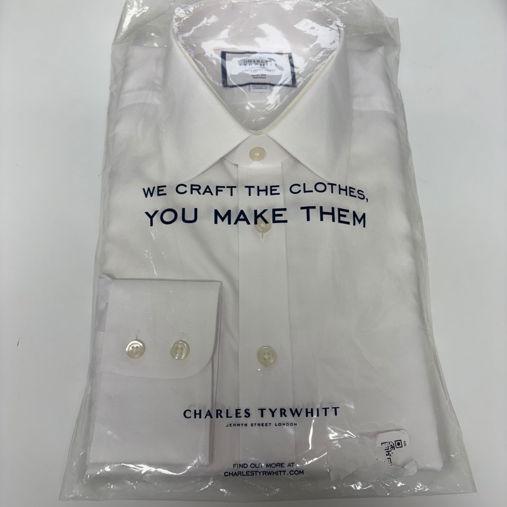 Charles Tyrwhitt Slim Fit Non-Iron Royal Oxford Shirt White 15.5/33 FON0219WHT